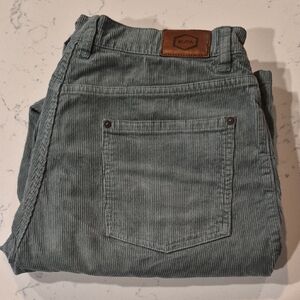 RVCA Size 31 Women's Teal Corduroy Pants with Leather Waist Patch
